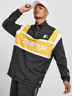 Мъжко ретро яке STARTER Half Zip в черен цвят