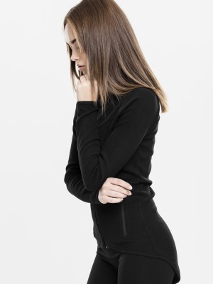 Дамски суичър в черно Urban Classics Ladies Athletic Interlock Zip Hoody 