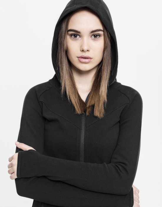 Дамски суичър в черно Urban Classics Ladies Athletic Interlock Zip Hoody, Urban Classics, Суичъри - Complex.bg