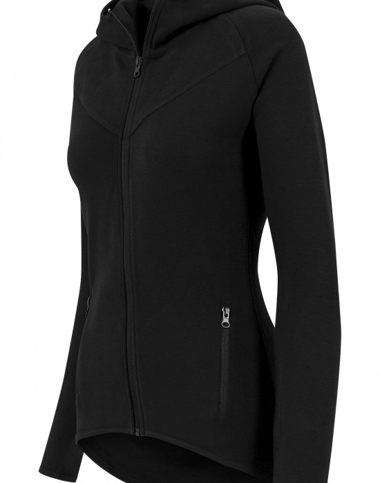 Дамски суичър в черно Urban Classics Ladies Athletic Interlock Zip Hoody, Urban Classics, Суичъри - Complex.bg