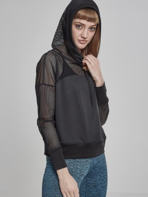 Дамски суичър в черно Urban Classics Ladies Mesh Hoody 
