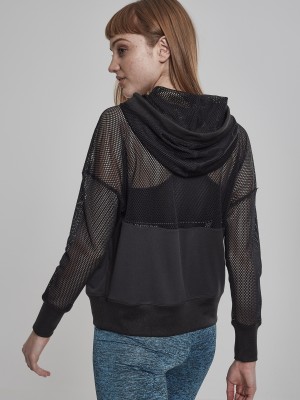 Дамски суичър в черно Urban Classics Ladies Mesh Hoody 