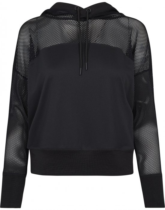 Дамски суичър в черно Urban Classics Ladies Mesh Hoody, Urban Classics, Суичъри - Complex.bg