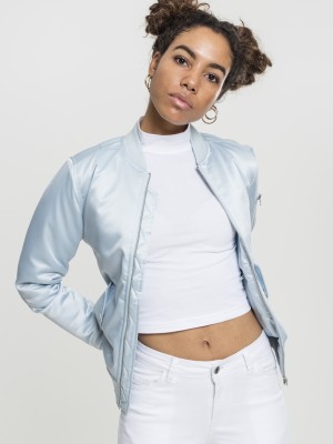 Дамско яке в светлосиньо от Urban Classics Ladies Satin Bomber  Дамско яке в светлосиньо от Urban Classics Ladies Satin Bomber