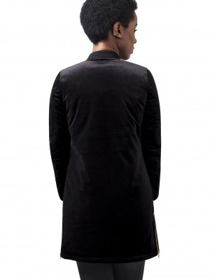 Дамско яке в черно от Urban Classics Ladies Long Velvet  Дамско яке в черно от Urban Classics Ladies Long Velvet