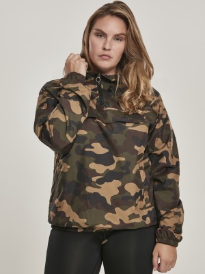 Дамско яке в кафяв камуфлаж от Urban Classics Ladies Camo Pull Over  Дамско яке в кафяв камуфлаж от Urban Classics Ladies Camo Pull Over