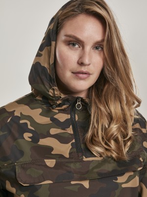 Дамско яке в кафяв камуфлаж от Urban Classics Ladies Camo Pull Over  Дамско яке в кафяв камуфлаж от Urban Classics Ladies Camo Pull Over