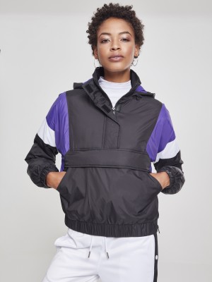 Дамско яке в черно и виолетово от Urban Classics Ladies 3-Tone Padded Pull Over  Дамско яке в черно и виолетово от Urban Classics Ladies 3-Tone Padded Pull Over