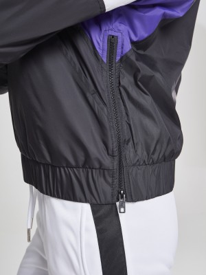 Дамско яке в черно и виолетово от Urban Classics Ladies 3-Tone Padded Pull Over  Дамско яке в черно и виолетово от Urban Classics Ladies 3-Tone Padded Pull Over