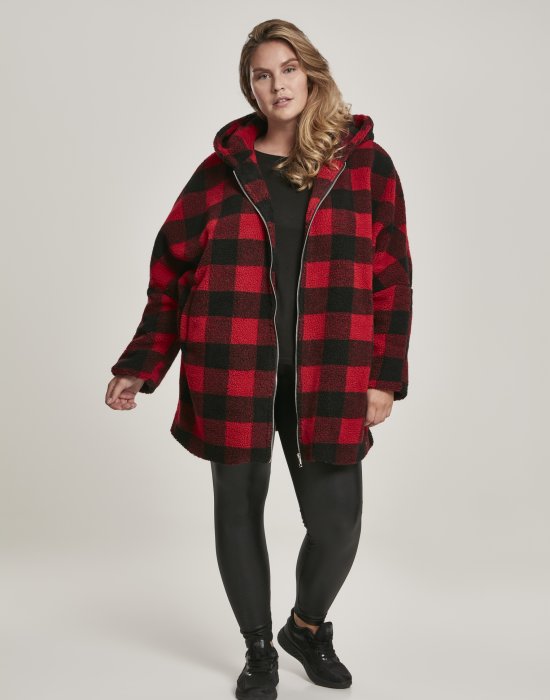 Дамско яке в от Urban Classics Ladies Hooded Oversized Check Sherpa, Urban Classics, Якета - Complex.bg