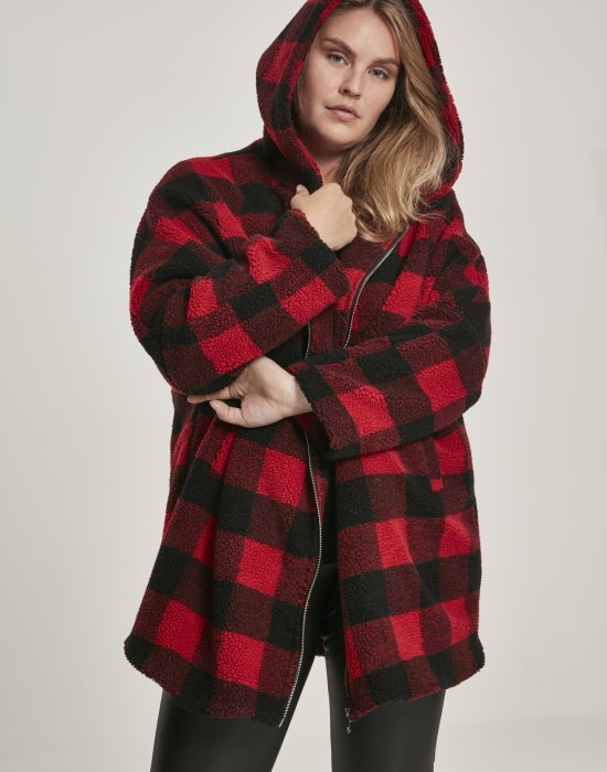 Дамско яке в от Urban Classics Ladies Hooded Oversized Check Sherpa, Urban Classics, Якета - Complex.bg