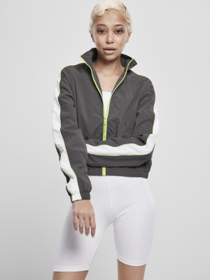 Дамско яке в тъмносиво от Urban Classics Ladies Short Piped Track  Дамско яке в тъмносиво от Urban Classics Ladies Short Piped Track