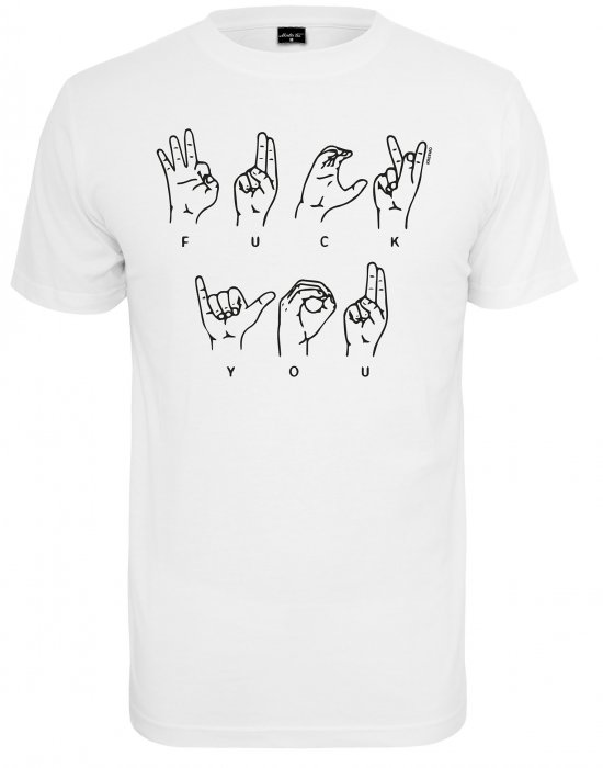 Мъжка тениска FU Sign Language в бял цвят, Mister Tee, Тениски - Complex.bg