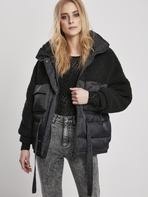 Дамско яке в черно от Urban Classics Ladies Sherpa Mix Puffer 