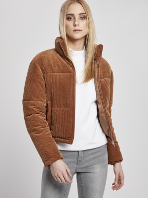  Дамско яке в кафяво от Urban Classics Ladies Corduroy Puffer 