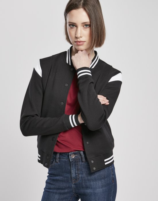 Дамско яке в черно и бяло от Urban Classics Ladies Organic Inset College Sweat, Urban Classics, Якета - Complex.bg