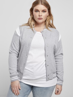 Дамско яке в сиво от Urban Classics Ladies Organic Inset College Sweat  Дамско яке в сиво от Urban Classics Ladies Organic Inset College Sweat