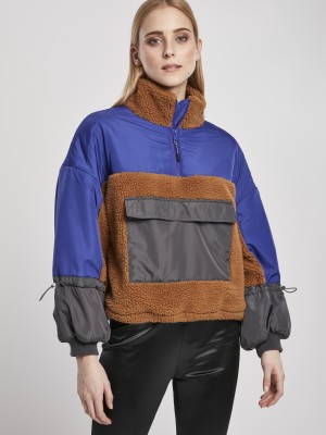 Дамско яке в три цвята от Urban Classics Ladies Sherpa 3-Tone Pull Over 