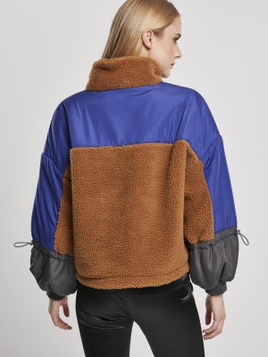 Дамско яке в три цвята от Urban Classics Ladies Sherpa 3-Tone Pull Over 
