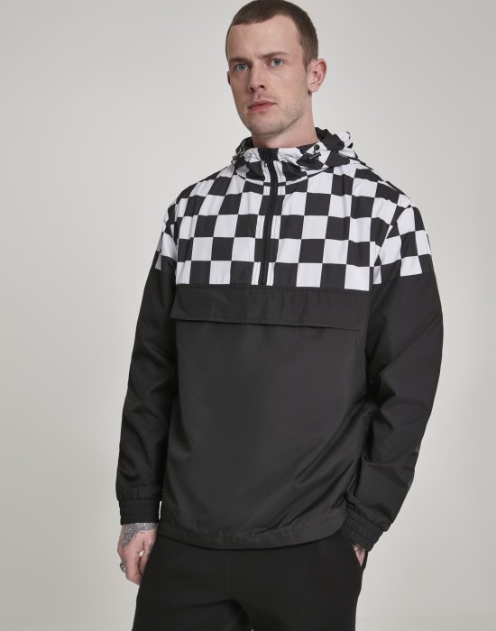 Мъжко яке в черно и бяло от Urban Classics Check Pull Over, Urban Classics, Якета Пролет / Есен - Complex.bg