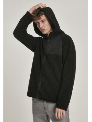 Мъжко яке в черно от Urban Classics Hooded Sherpa Zip