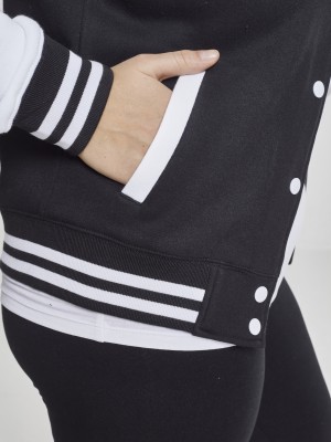 Дамско яке в черно и бяло от Urban Classics Ladies 2-tone College Sweatjacket  Дамско яке в черно и бяло от Urban Classics Ladies 2-tone College Sweatjacket