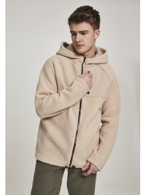 Мъжко яке в пясъчен цвят от Urban Classics Hooded Sherpa Zip 