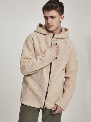 Мъжко яке в пясъчен цвят от Urban Classics Hooded Sherpa Zip 