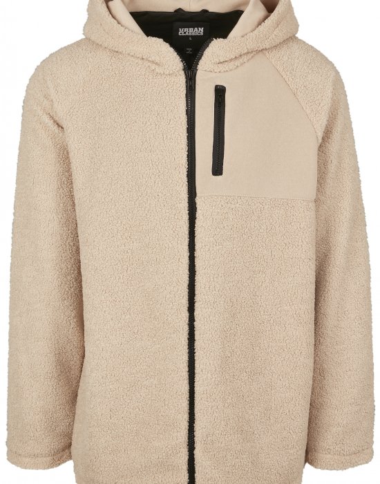 Мъжко яке в пясъчен цвят от Urban Classics Hooded Sherpa Zip, Urban Classics, Зимни якета - Complex.bg