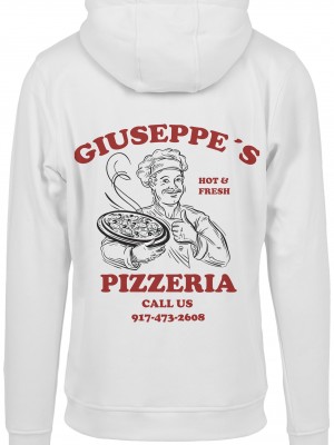Мъжки суичър в бяло Mister Tee Giuseppe's Pizzeria Hoody