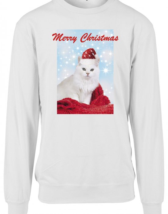 Дамска бяла блуза Mister Tee Merry Christmas Cat, Mister Tee, Блузи - Complex.bg