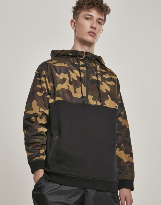 Мъжки суичър в черно Urban Classics Military?Half Zip?Hoody, Urban Classics, Мъже - Complex.bg