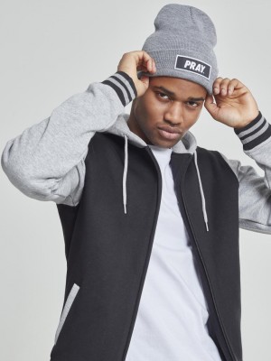 Мъжка зимна шапка бийни Mister Tee Pray в сив цвят