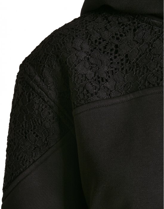 Дамски суичър в черно от Urban Classics Ladies Lace Inset, Urban Classics, Суичъри - Complex.bg