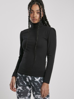 Дамска блуза в черно от Urban Classics Ladies Puffer Sleeve 