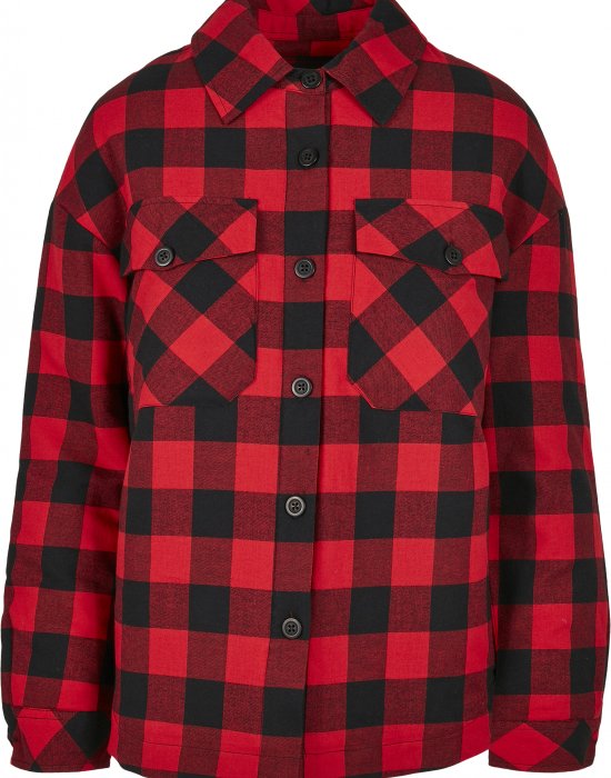 Дамска риза в червено и черно от Urban Classics Ladies Flanell Padded Overshirt, Urban Classics, Якета - Complex.bg