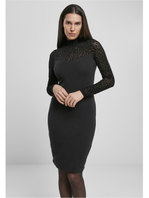 Дамска рокля в черно от Urban Classics Ladies Flock Lace Turtle Neck 