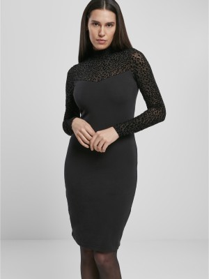 Дамска рокля в черно от Urban Classics Ladies Flock Lace Turtle Neck 