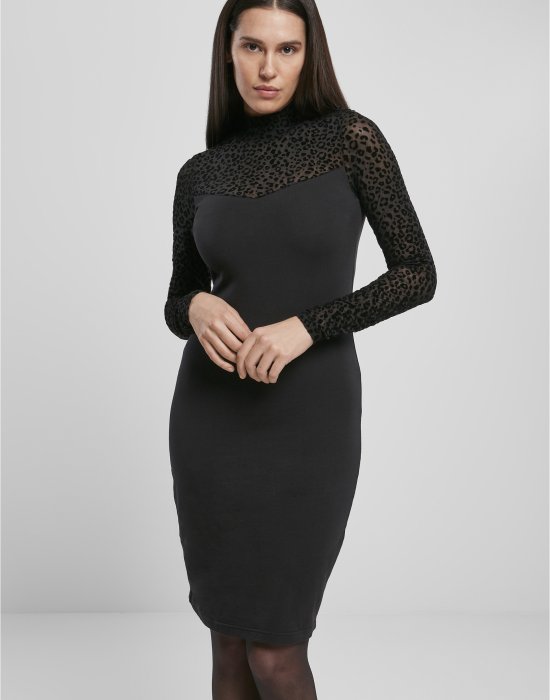 Дамска рокля в черно от Urban Classics Ladies Flock Lace Turtle Neck, Urban Classics, Рокли - Complex.bg