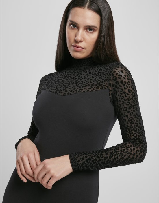 Дамска рокля в черно от Urban Classics Ladies Flock Lace Turtle Neck, Urban Classics, Рокли - Complex.bg