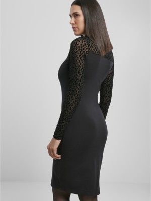 Дамска рокля в черно от Urban Classics Ladies Flock Lace Turtle Neck 