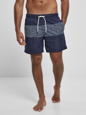 Мъжка къси панталони в тъмносиньо Urban Classics Mid Block Pattern Swim