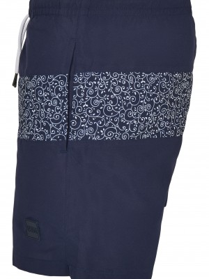 Мъжка къси панталони в тъмносиньо Urban Classics Mid Block Pattern Swim