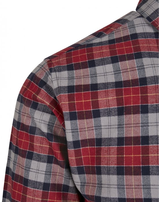 Мъжка карирана риза в червено и сиво Urban Classics Plaid Cotton Shirt, Urban Classics, Ризи - Complex.bg