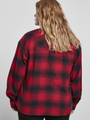 Дамска риза в тъмносиньо и червено Urban Classics Ladies Check Overshirt  Дамска риза в тъмносиньо и червено Urban Classics Ladies Check Overshirt