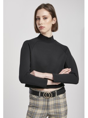 Дамска блуза в черно Urban Classics Ladies Interlock Short Turtleneck Crew