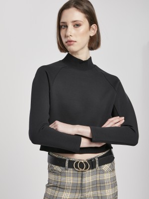 Дамска блуза в черно Urban Classics Ladies Interlock Short Turtleneck Crew Дамска блуза в черно Urban Classics Ladies Interlock Short Turtleneck Crew