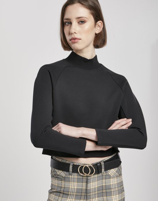 Дамска блуза в черно Urban Classics Ladies Interlock Short Turtleneck Crew, Urban Classics, Блузи - Complex.bg