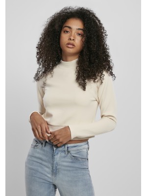 Дамска блуза в пясъчен цвят Urban Classics Ladies Interlock Short Turtleneck Crew 