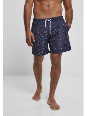 Мъжки къси панталони в тъмносиньо Urban Classics Pattern Swim 